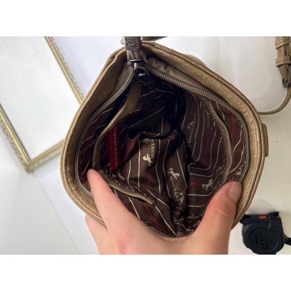 Montana West Tooled Studded Crossbody/Wristlet Bag buckle western boho cowboy - Picture 9 of 10